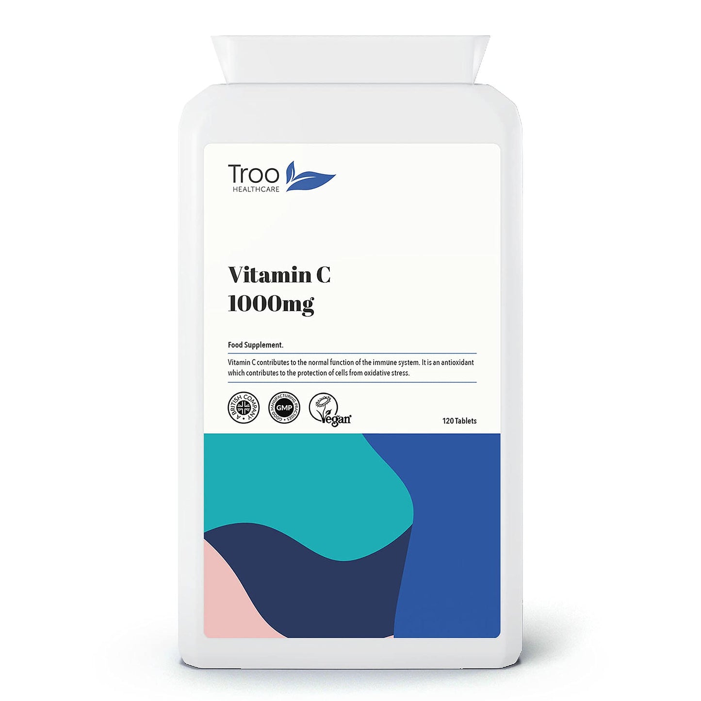 Troo Health Care Vitamin C 1000mg 120 Tablets - High Strength Daily VIT C Supplement - Easy Swallow Coating - Immune and Energy Support