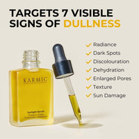 Karmic Skin Brightening Vitamin C Face Serum: With Saffron & Vit. E | Hydrate & Reveal Bright Glowing Skin | Correct Dark Spots | Treat Hyperpigmentation | Organic Facial Oil Skin Care | Women & Men