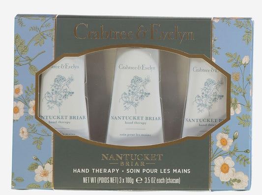 Crabtree Evelyn Nantucket Briar Hand Therapy Gift Set 3 X 100g (Pack of 3) - Gift for all occasions