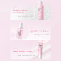 Ingzy Sakura Skin Care Sets & Kits for Teenage Girls, 7 Piece Cherry Blossom Skincare Gift Set with Cleanser, Face Toner, Face Cream, Serum, Eye Cream, Mud Mask, Sunscreen