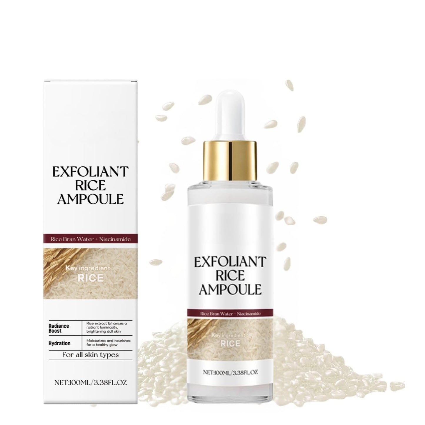 SHEBEEDO 100ML Peel Shot Glow Rice Ampoule, Face Scrub Exfoliator Pore Minimizer for Face, Facial Scrub Exfoliator for Radiant Skin, Lotion for Brightening Exfoliating Moisturizing, Daily Skin Glow Enhancer