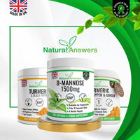 Natural Answers D-Mannose | 365 Capsules | Max Strength 1500mg per Serving - Precision DMannose - Vegetarian Capsules not Tablets or Pills, Made in The UK (365 Count (Pack of 1))