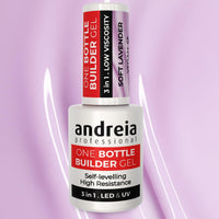 Andreia Professional Gel Builder Nail Construction - Triphasic 3 in 1 Low Viscosity - LED & UV Builder Gel in a Bottle - Nail Extension - Self Levelling High Resistance - Colour Soft Lavender 14ml