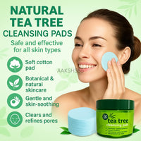 aaksh 555 3- PACK Tea Tree Face Cleansing Pads –3 x60 Count (180 Pads Total) Wipes| Reusable Makeup Remover & Anti-Blemish Toner Pads. Deep Clean & Oil Control for for Acne-Prone Skin |Witch Hazel Formula