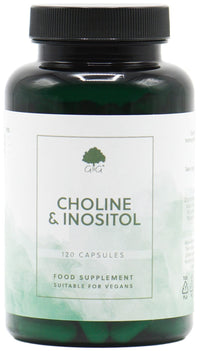 Choline (Bitartrate) & Inositol Capsules | 250mg Choline & 250mg Inositol per Capsule | 120 Vegan Capsules | G&G Vitamins