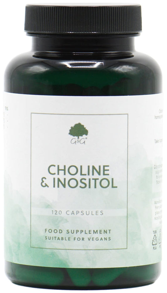 Choline (Bitartrate) & Inositol Capsules | 250mg Choline & 250mg Inositol per Capsule | 120 Vegan Capsules | G&G Vitamins