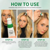 YIAE Herbal Hair Growth Serum with 3-Roller - Caffeine Complex for Thinning Hair, 30ml Lightweight - Gentle Sensitive Scalp
