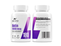 MAX VITA MAXIMUM VITALITY Biotin 10,000mcg High Strength Supplement for Men and Women|Supports Healthy Hair, Skin & Nails|180 Vegetarian Tablets (Non-GMO, Gluten Free) Made in The UK