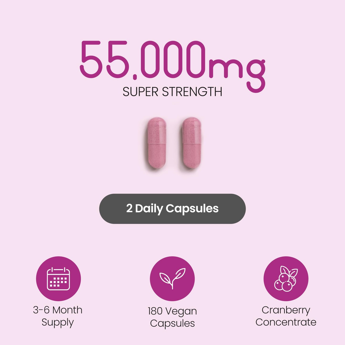 VitaBright Cranberry Tablets for Urinary Infections 55,000mg | Strongest Cranberry Supplements for Women - Bladder, Cystitis Treatment Women, UTI Treatment for Women | Cranberries Extract Capsules Vitabright