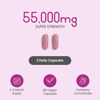 VitaBright Cranberry Tablets for Urinary Infections 55,000mg | Strongest Cranberry Supplements for Women - Bladder, Cystitis Treatment Women, UTI Treatment for Women | Cranberries Extract Capsules Vitabright