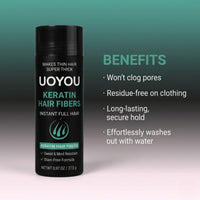 UOYOU LIGHT BROWN Hair Fibres for Thinning Hair 27.5g Bottle | Undetectable & Natural Keratin Hair Fibers Concealer for Hair Loss for Men and Women | Hair Building Fibres Powder [LIGHT BROWN]