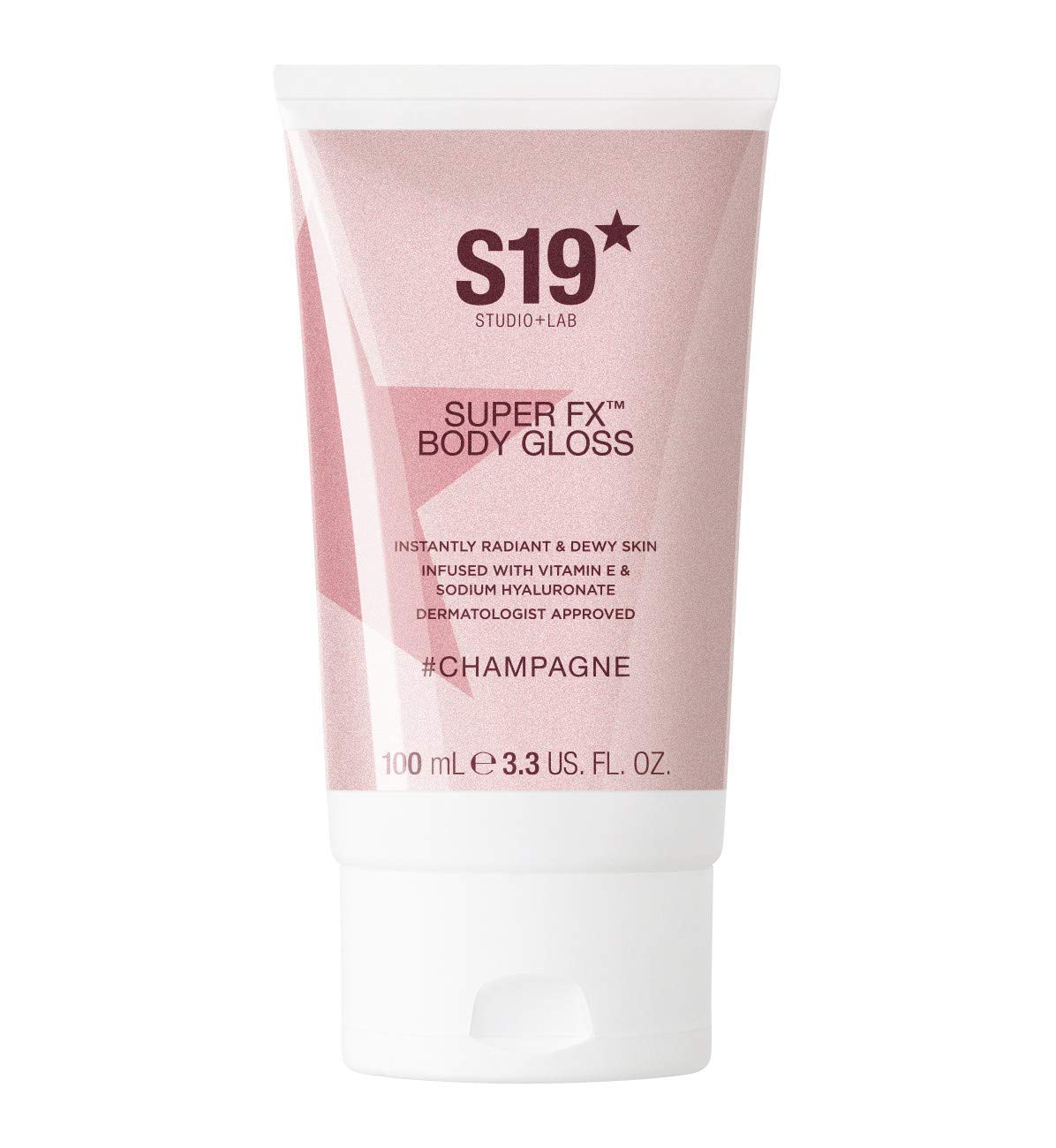 S19 STUDIO + LAB S19 SUPER FX Body Gloss, CHAMPAGNE - Highlights & Perfects Skin, Instant Glossy & Dewy Look - 100ml