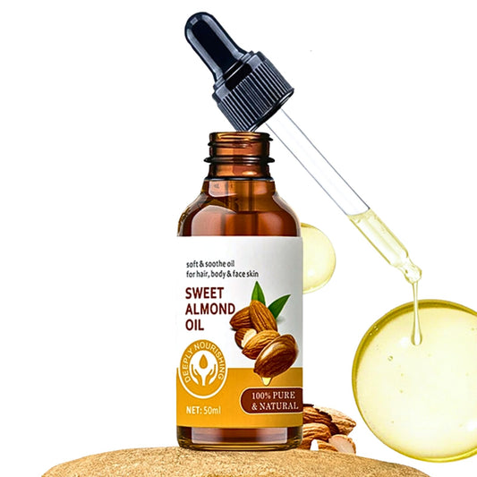 Trendyfave Sweet Almond Body Oil, Pure Almond Oil 100% Pure & Natural, Moisturising Facial Oil for Hair and Face Care, Almond Oil for Nourishes Skin, Hair & Nails, Body Massage Oil - Travel Size