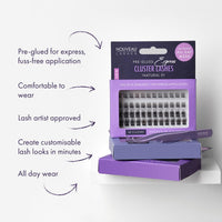 Nouveau Lashes Pre-Glued Express Cluster Lashes - Reusable & Customisable Lash Clusters - 8, 10, 12, 14mm Length - 44/48 Clusters Per Pack (Natural 01)