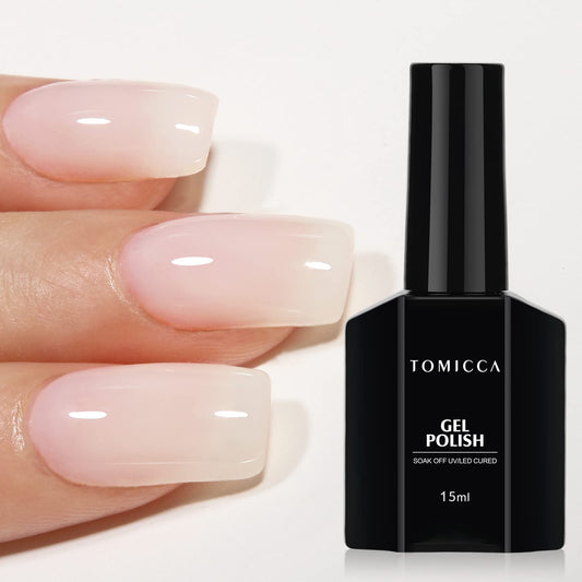 TOMICCA Milky White Gel Nail Polish-15ml Natural Gel Polish French Nail Design UV LED Gel Milky Jelly Gel Nail Polish Transparent White Soak Off Gel Polish Nail Art Gel