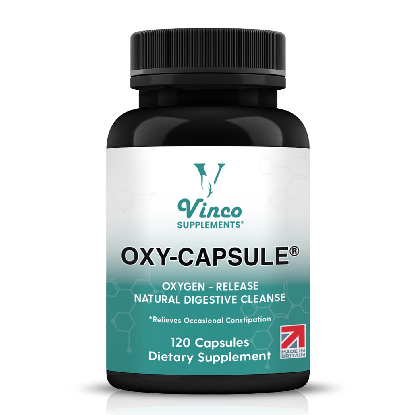 Vinco Supplements Oxy-Capsule Magnesium Compound - Vegan Oxygen Powder Natural Colon Cleanser - Gas Relief, Bloating Relief, Constipation Relief - Intestinal Cleanser for Adults - 120 Count
