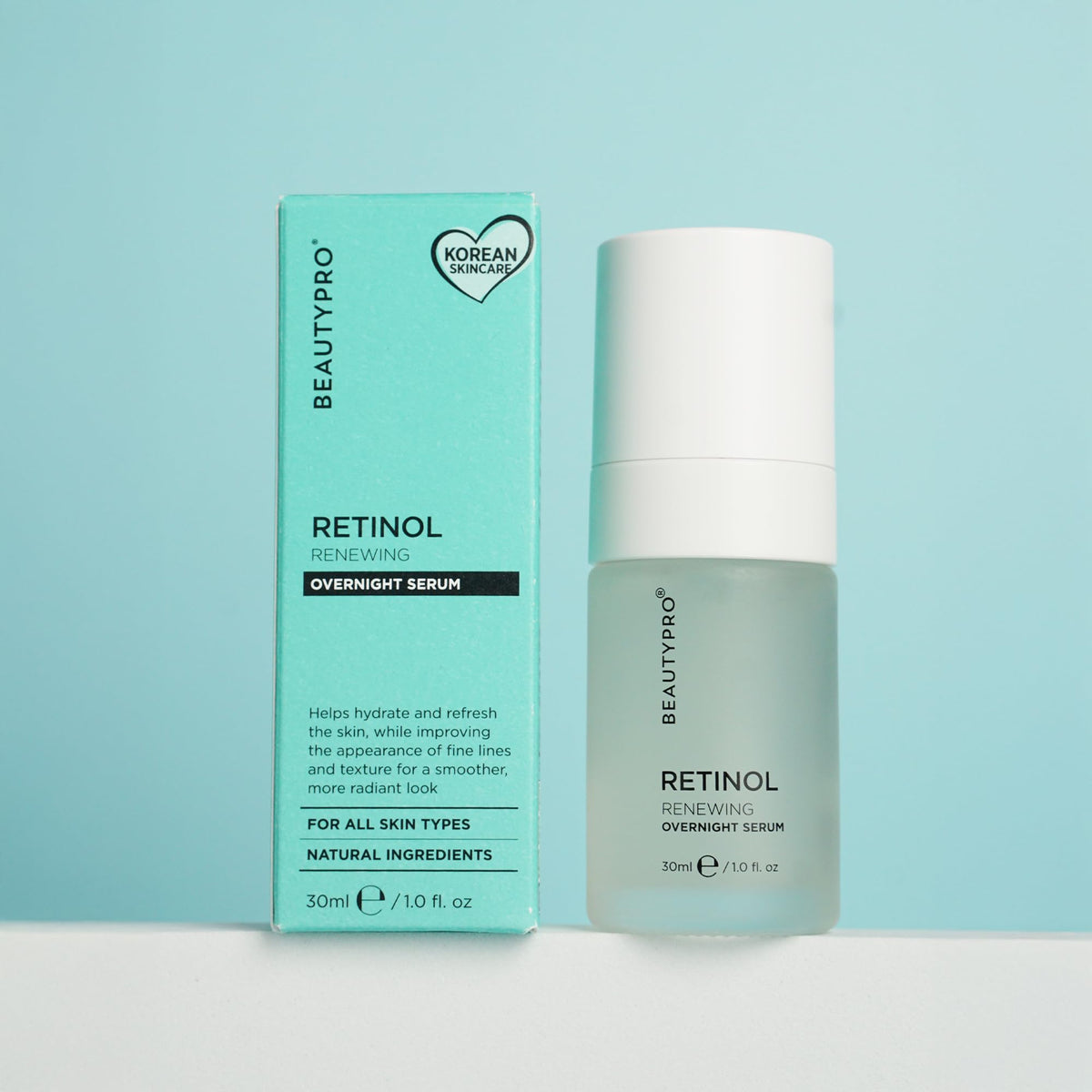 BeautyPro BEAUTYPRO RETINOL RENEWING FACE SERUM Overnight Face Moisturiser & Antioxidant Rejuvenate Firming Skin Blemishes Reduces Inflammation Natural Vegan Skincare Multi Award Winning Brand 30ml