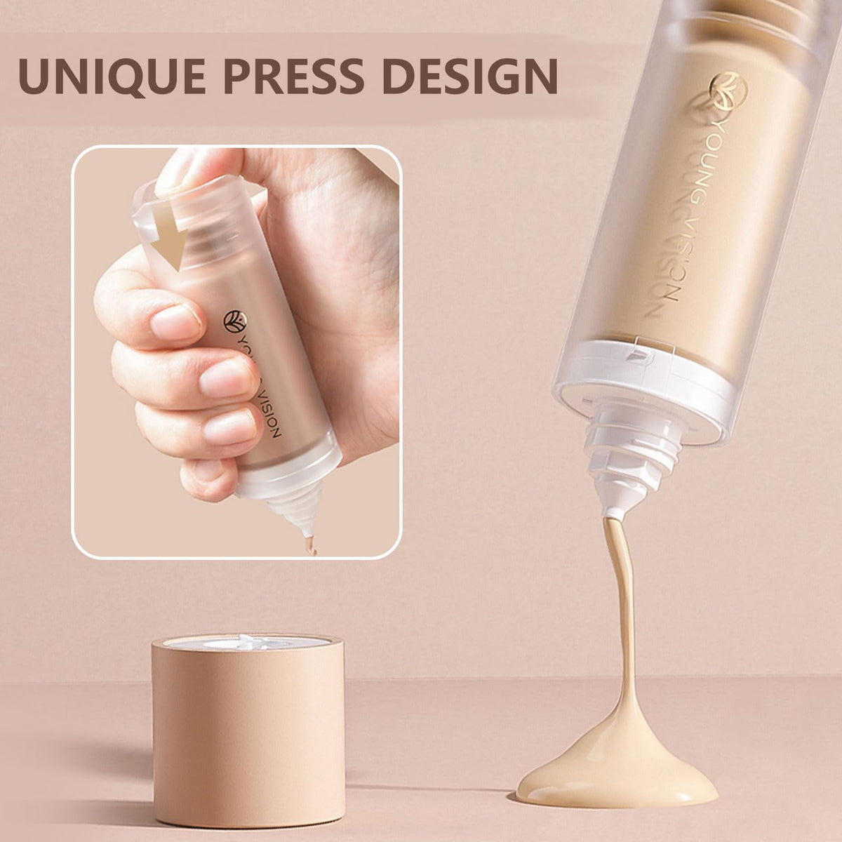 COODAM Full Coverage Foundation for Mature Skin - Long Wear Matte Face Foundation, Bottom Press Liquid Foundation Removable, Full Coverage Foundation for Women and Girls (06#, 40ml)