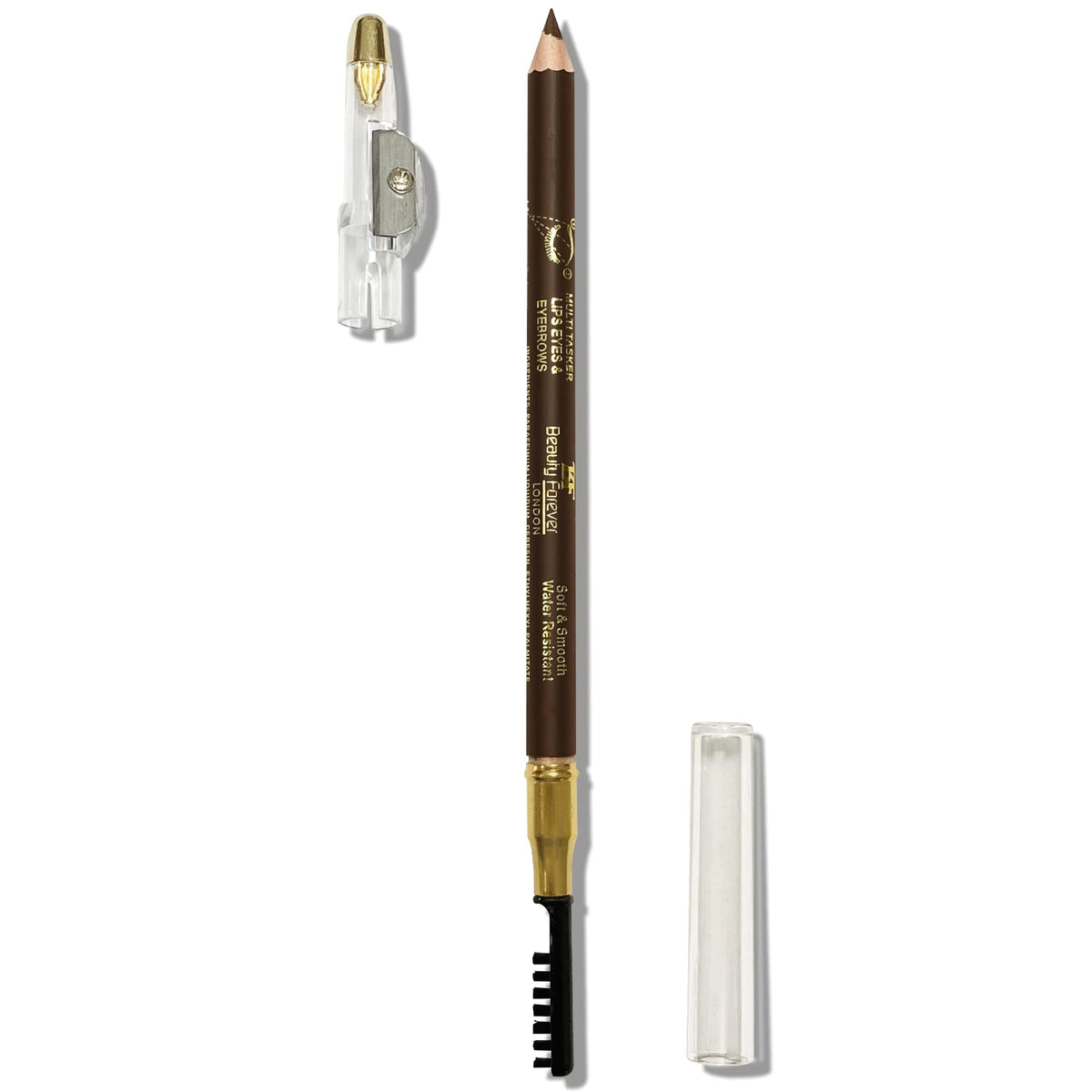 BF Beauty Forever Beauty Forever Dual Ended True Kohl Eyebrow Pencil & Multi Tasker with Sharpener & Separator Comb, Lip liner, Eyeliner, Smudge & Waterproof (Brown)