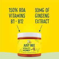 Vitality Honey with Ginseng, Lemon Extract & Vitamins B1-B12 for Tiredness & Fatigue (260g)