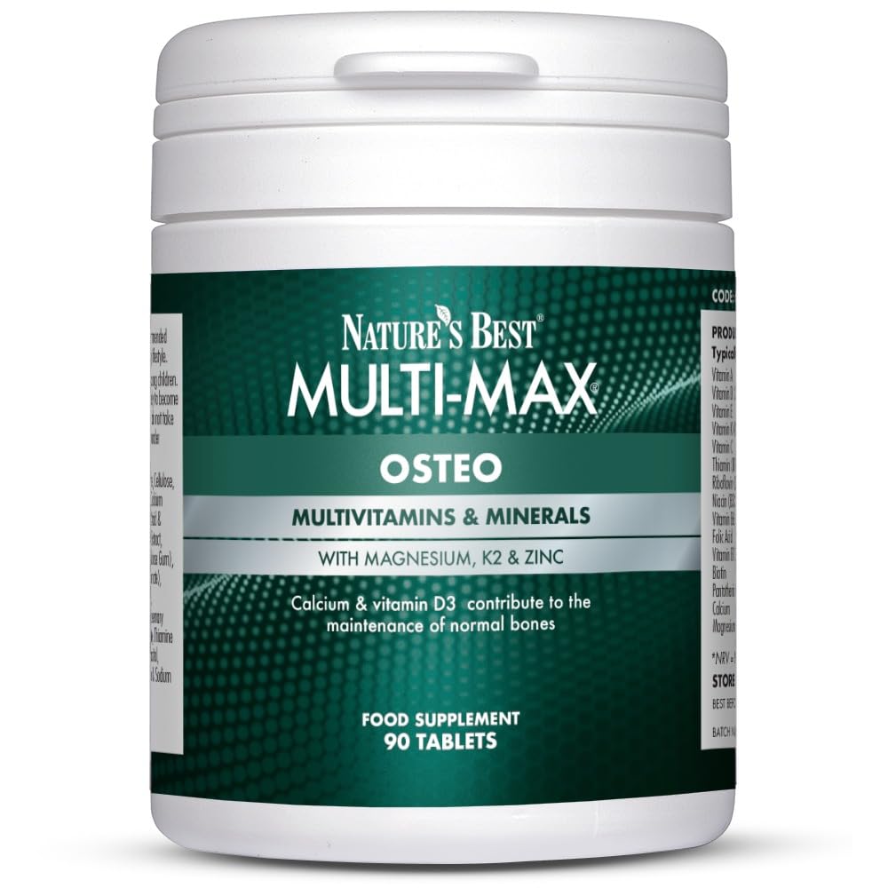 NATURE'S BEST Nature's Best Multi-Max Osteo Multivitamin for Bones - with Vitamin C, D, Magnesium, Calcium - Comprehensive Bone Health Support - UK Made - 90 Tablets (Over 1 Month's Supply)