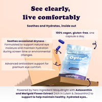 Extracted Optee Dry Eye Supplements - MaquiBright, Astaxanthin, Lutein & Zeaxanthin 30 Vegan Capsules - Eye Health, Natural Tear Production, Clear Vision Support - 30-Day Supply