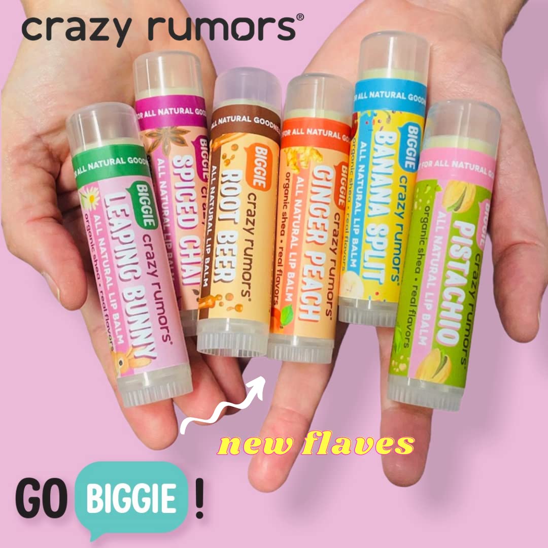 Crazy Rumors Pistachio BIGGIE Soothing Lip Balm Stick for Dry Lips, 4 X bigger size, 100% Natural & Vegan, Christmas Gift Stocking Filler