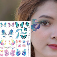 Rosymormor 18 Sheets Glitter Temporary Tattoos for Women Girls, Wings Butterfly Flowers Face Body Shiny Waterproof Stickers Fake Tattoos for Gifts Birthday Party Favors Festival Makeup Halloween