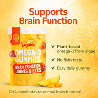 Vegums Omega 3 Gummies Vegan DHA EPA Algae Kids Adults 30 Gummies