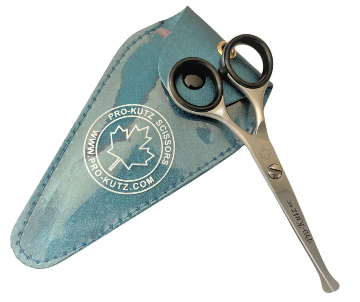 Pro-Kutz Scissors Pro-Kutz Beard Scissors Professional Moustache Scissors Ear and Nose Hair Trimming Scissors Stainless Steel, Safety Use for Eyebrows, Eyelashes, and Ear Hair 4.5 inches with Free Pouch