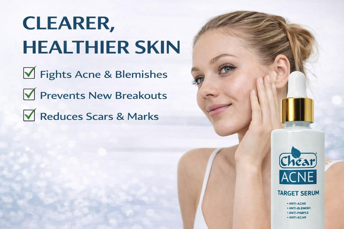CHEAR ACNE Chear Acne Target Serum 60ml – Salicylic Acid BHA Spot Treatment with Witch Hazel & Neem, Pore Clearing Serum for Acne, Oily Skin & Blackheads