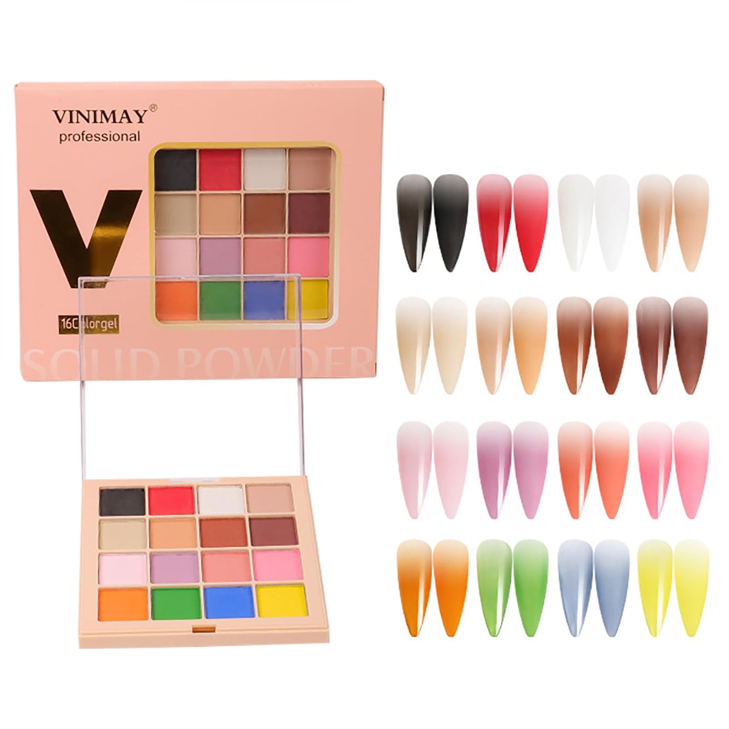 MKNZOME 16 Colours Nail Pigment Powder, Chrome Nail Powder【2024 Upgrade】Yellow Pink White Nail Art Palette for Nail Design, Nail Art Body and Crafts Salon Home Use