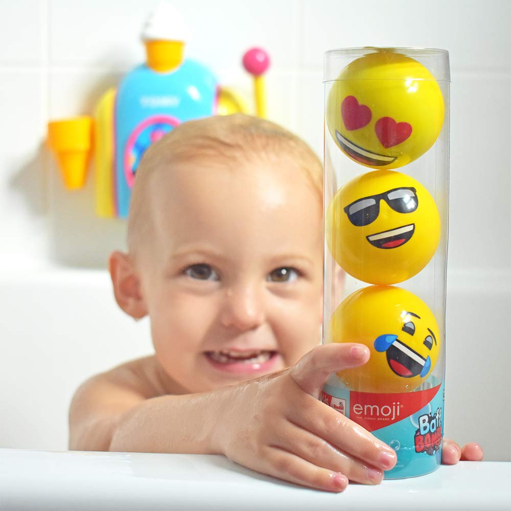 3 x Emoji Bath Bombs from Zimpli Kids, Create a Fizzing Bath Time Adventure Children’s Baff Bombz, Certified Biodegradable and Vegan Friendly Gift