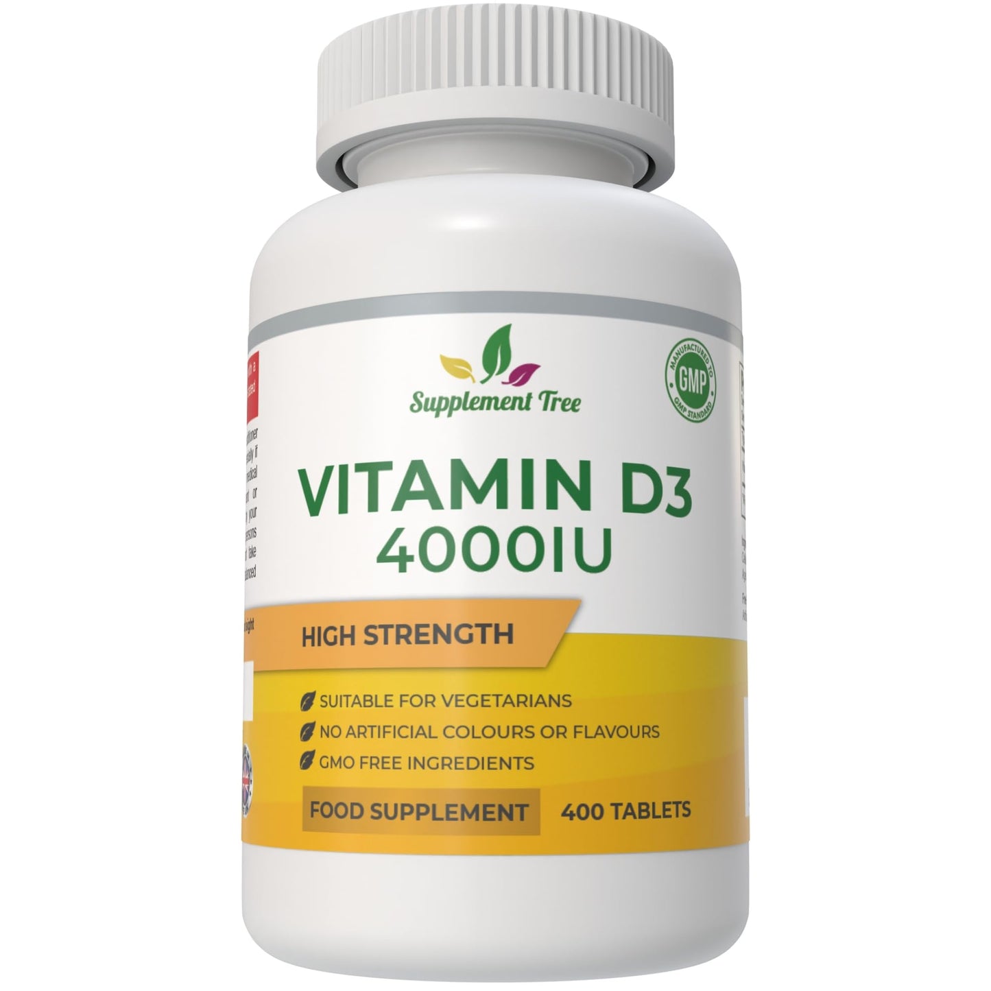 Supplement Tree Vitamin D3 4000 IU High Strength | 400 Vegetarian Tablets | Vitamin D 4000iu Cholecalciferol Supplement | Supports Immune System, Bones & Muscle Function | Made in UK