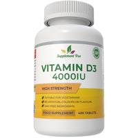 Supplement Tree Vitamin D3 4000 IU High Strength | 400 Vegetarian Tablets | Vitamin D 4000iu Cholecalciferol Supplement | Supports Immune System, Bones & Muscle Function | Made in UK