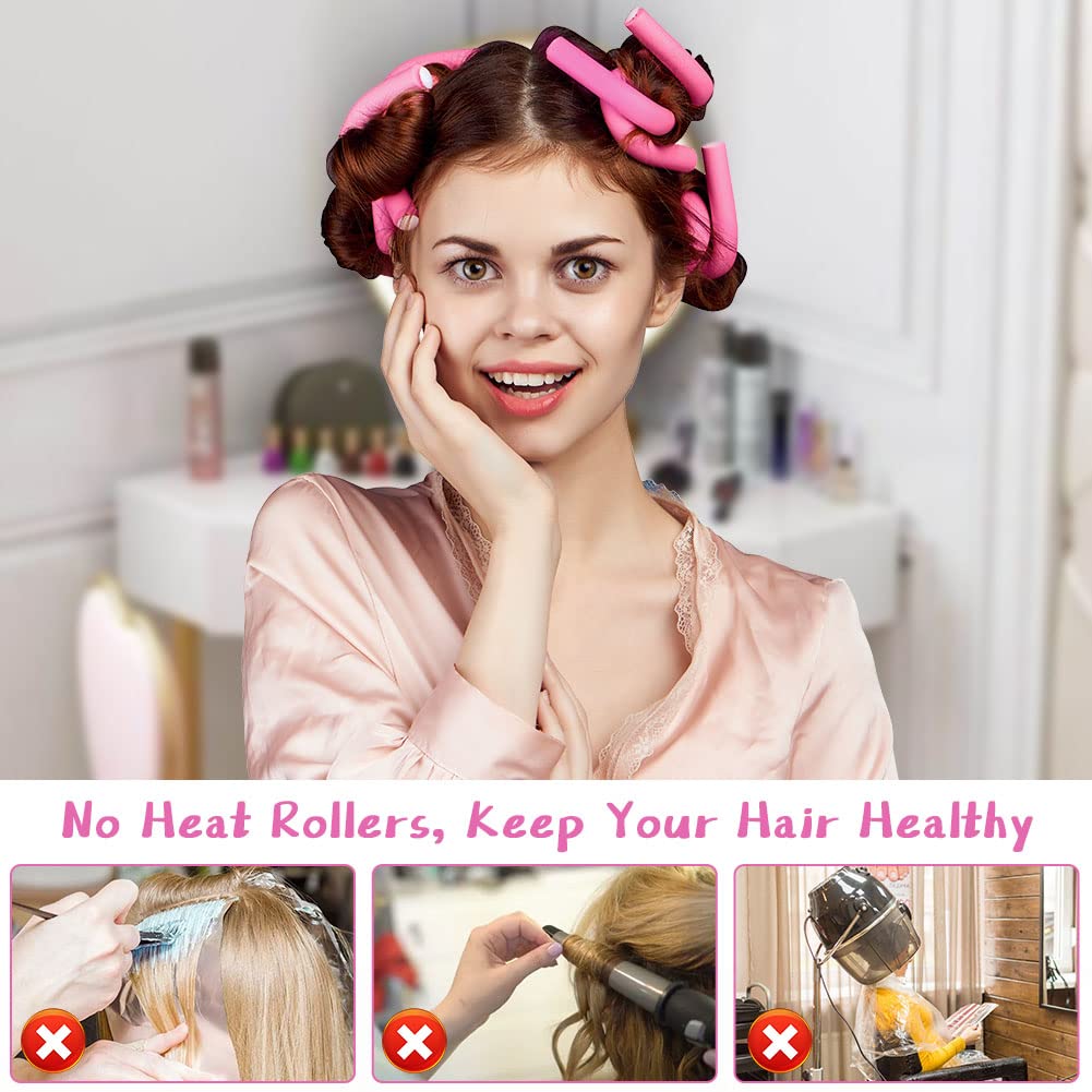 AOOWU 30 Pcs Flexi Rods for Hair, Heatless Hair Rollers Bendy Foam Curler Rollers for Short Medium Long Hair, Twist-flex Rods Set Heatless Hair Rollers for Sleeping Hairstyle DIY Home Hair Salon