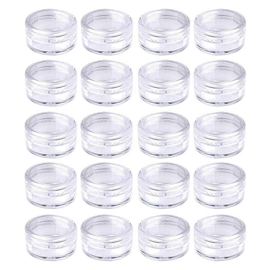 Desenda 20PCS 5ml Clear Sample Pots Empty Small Travel Containers Leak Proof Refillable Cosmetic Jars Makeup Sample Containers with Lid, Storage Pot for Lip Balm Scrub DIY Cosmetic