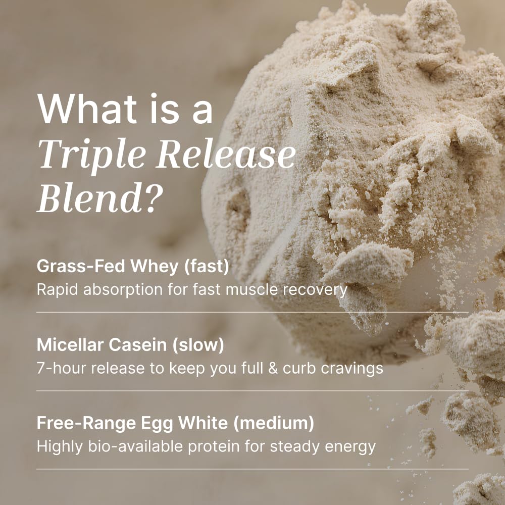 EXALT Nutrition - Whey Protein Powder - Madagascan Vanilla - 500g - Premium Grass Fed Whey - Micellar Casein & Free Range Egg White - 7hr Triple-Release Blend - Naturally Sweetened with Dates