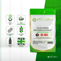 Herb-ology.co.uk Nature's Technology Herb-Ology Saffron Supplement | 60 Saffron Capsules (from 4:1 Extract) - 90mg Per Serving | High Strength | Non-GMO, Gluten, Dairy & Allergen Free | Manufactured in The UK