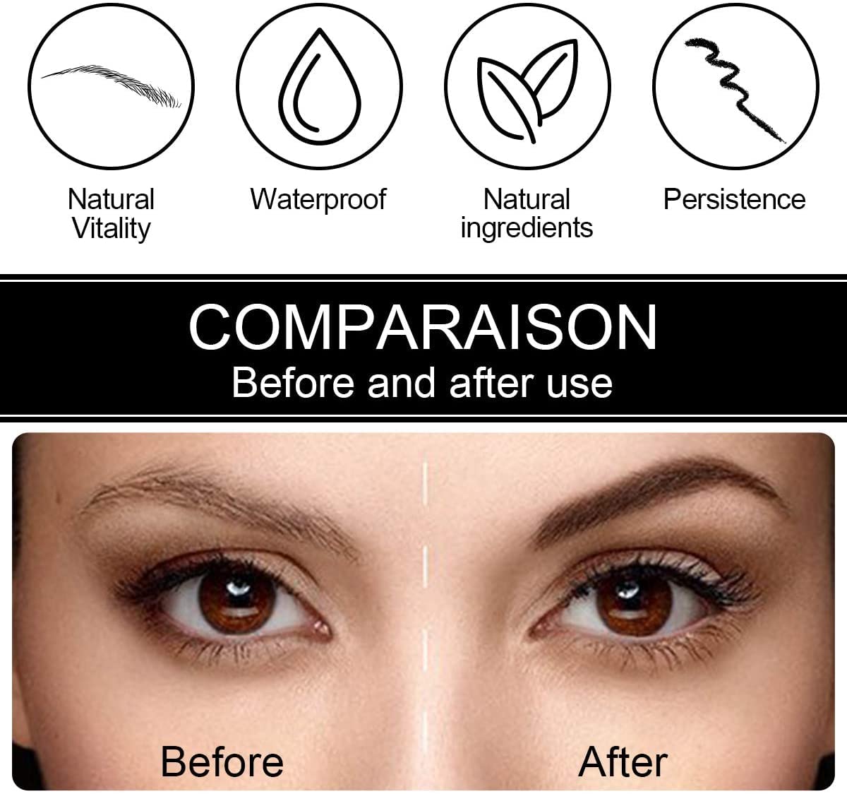 Rose Roll Eyebrow Pencil - Eyebrow Pen with Fork Tip Long-lasting Waterproof Eyebrow Pen and Smudgeproof Brow Pen for Naturally Defined Eyebrows(Dark Brown)
