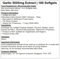 Peak Supps Garlic Extract 5000mg Softgels - Odourless | 1% Allicin (180)