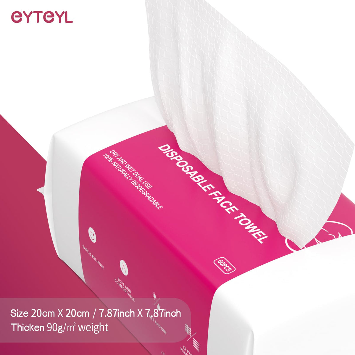 EYTEYL Disposable Face Towel 120 Count, Cotton Tissue Dry Face Wipes Skin Clean, Unscented and Ultra Soft Disposable Face Towelette for Washing Face, Makeup Removing (EF Pattern)