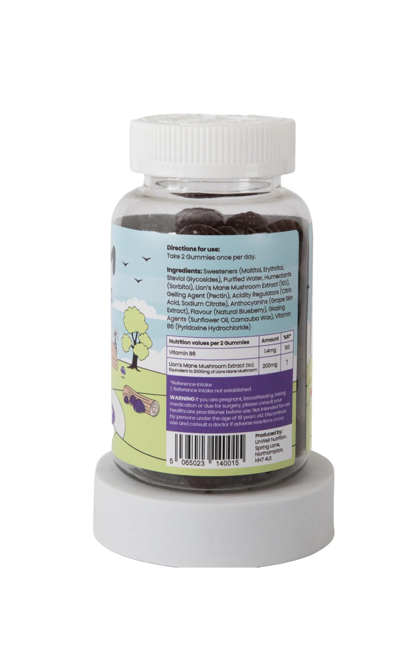 Shruum SHRUUM Lions Mane Gummies 2000mg - Mushroom Gummies for Focus & Clarity Without Caffeine - Sugar Free, Vegan, with Vitamin B6 - Blueberry - 60 Gummies (30 Day Supply)