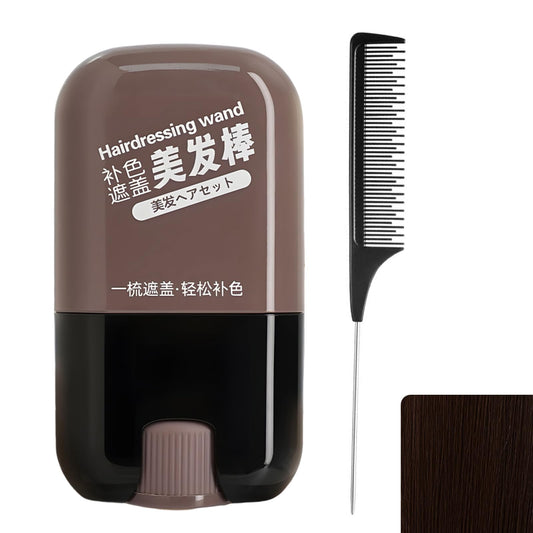 Guegine Hairline Powder with Comb Applicator, Waterproof and Sweat-Proof Hair Dye Comb, Long-Lasting Hairs Makeup Coverage,for Gray Hair Coverage, Thinning Hair for Women & Men (Dark Brown)