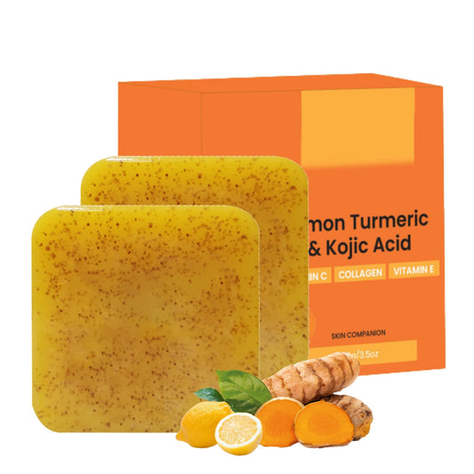 ISBEAUSOLS Turmeric Soap - Kojic Acid Soap - Tumeric Soap Acne for Skin,Moisturizing Body&Face - Vitamin E&C Lemon Turmeric Soap Bar - Face Deep Cleansing Hydrating Kojic Soap 2Pack