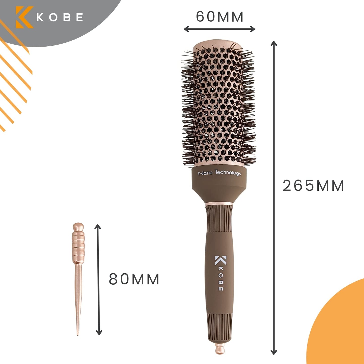 Kobe Professional Heat-Retaining Ceramic & Ionic Round Hair Brush for Blow Drying - With Nanotechnology - 42mm Barrel Brush - Blow Dry Hair Brush,Curling Brush