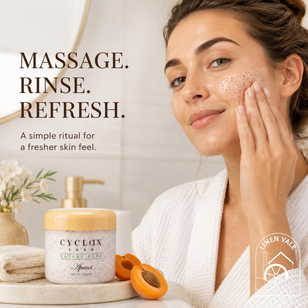 Cyclax Nature Pure Facial Scrub Apricot for Face & Body Exfoliation, Refreshes & Removes Dull Surface Skin Cells 300ml