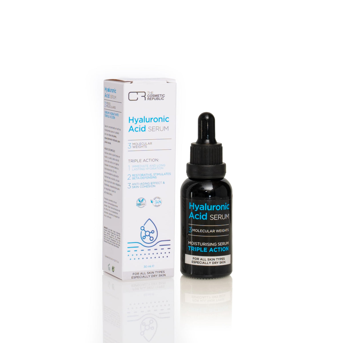 The Cosmetic Republic Hyaluronic Serum TCR v2 - Skin Serum for Hydration, Anti-Aging, Skin Repair with Hyaluronic Acid & Niacinamide