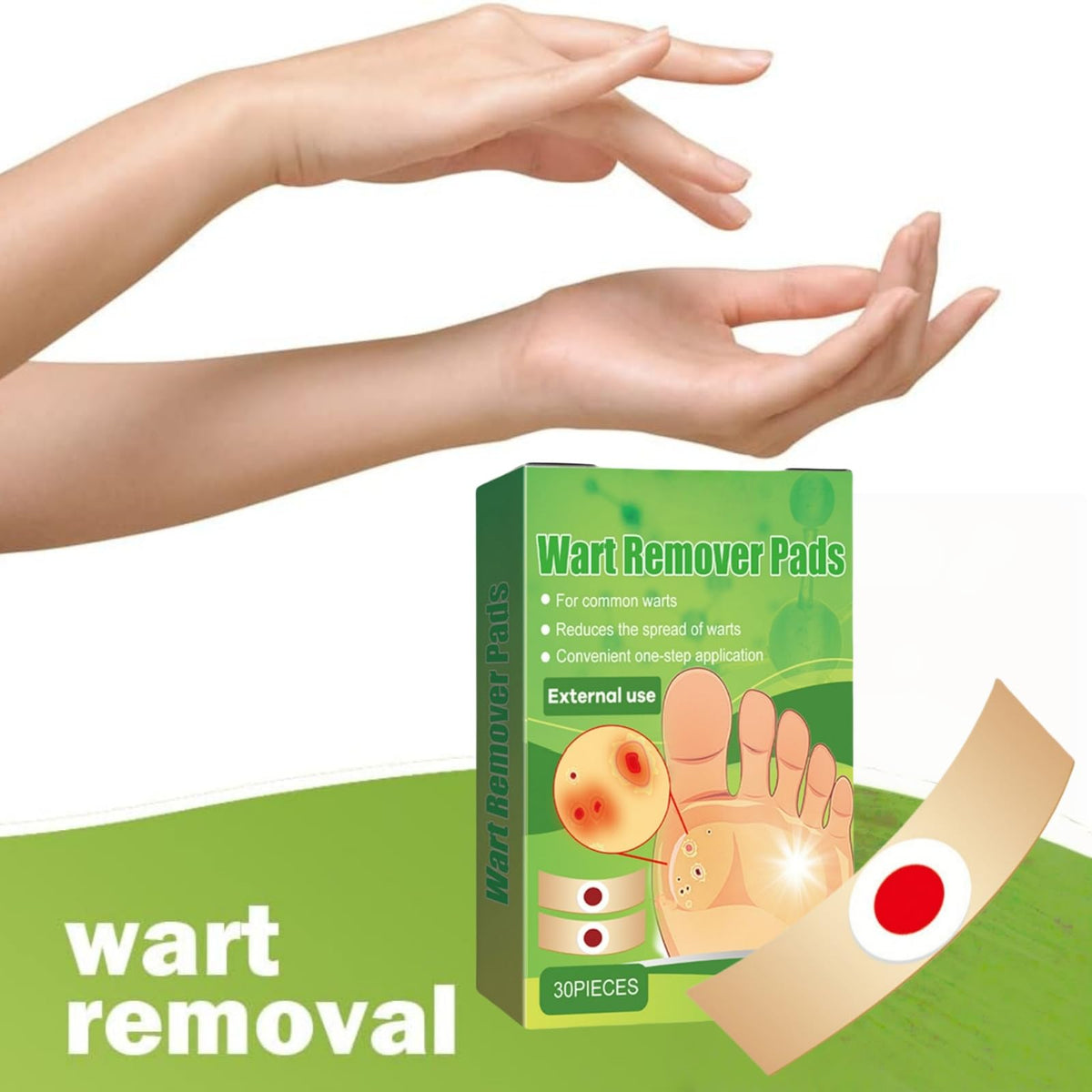 ChunBin 30PCS Verruca Treatment,Wart Treatment Patch,Wart Remover,Plantar Wart Remover for Hands,Pain Free Plasters for Adults,Stops Wart Regrowth,Repair Skin,Easy to Use,Non-Irritating Effective,Pain Relief