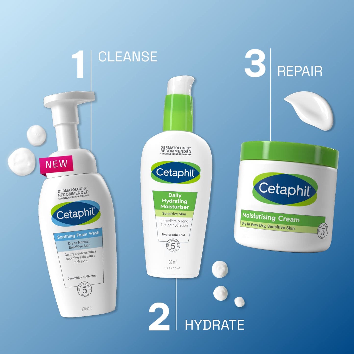 Cetaphil Soothing Foam Face Wash, 200ml, Foaming Cleanser with Ceramides for Normal, Dry or Sensitive Skin, Vegan-Friendly